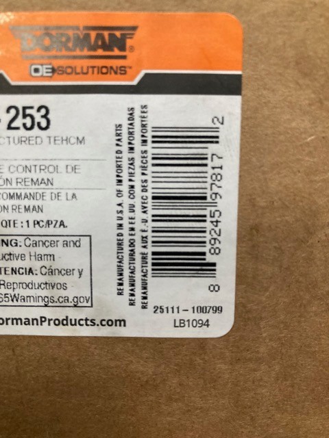 Dorman Transmission Control Module, Remanufactured Replacement, 609-253