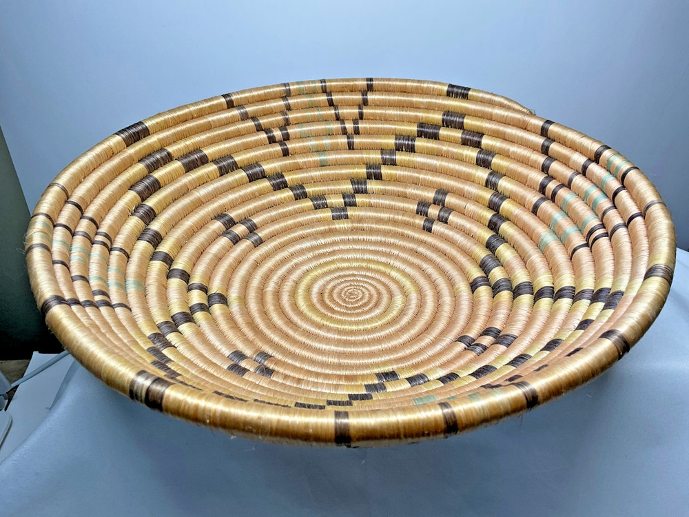 12" Handwoven Coiled Basket Unknown Origin