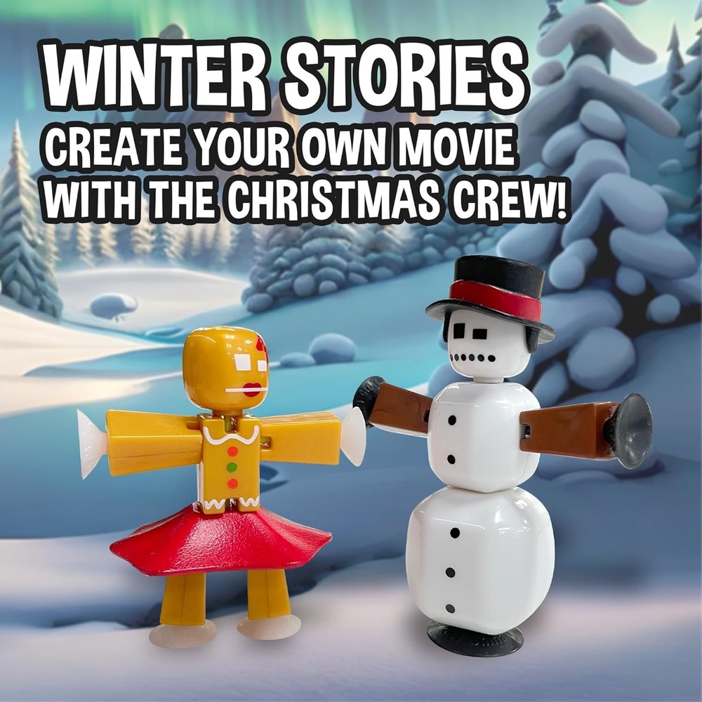 Zing StikBot Christmas Crew Pack - Includes 7 StikBots and 1 Set of...