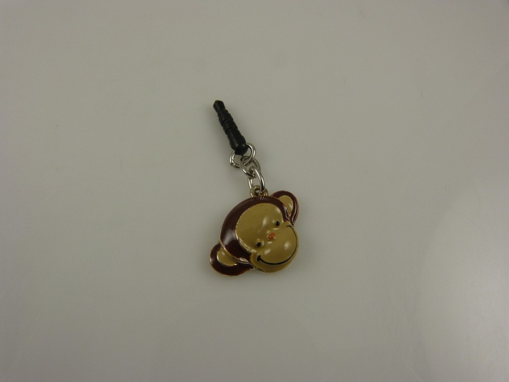 Monkey head smiling cell phone fits Ipad charm ear cap dust plug