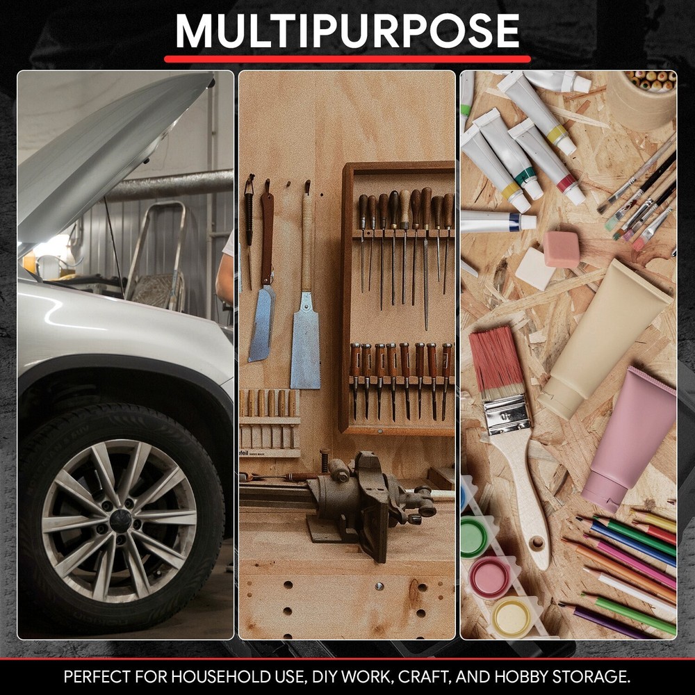 Workshop Garage Lockable 17" 3-Drawer Plastic Tool Box Organizer Storage Red