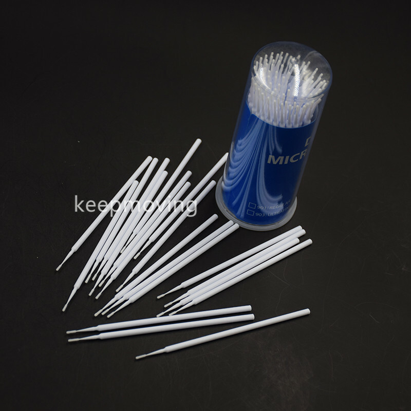 100Pc Dental Long Cylinder White Disposable Micro Brush Bendable Applicator Tips