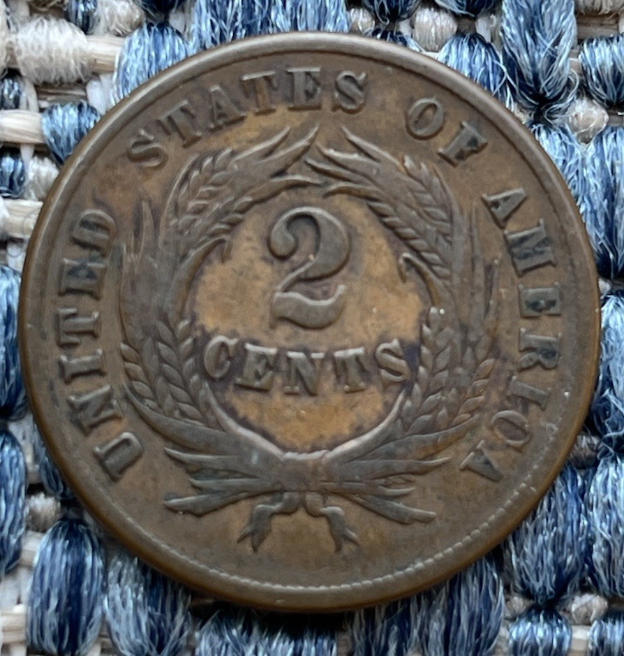 1864 2C Two Cent Piece Large Motto VF