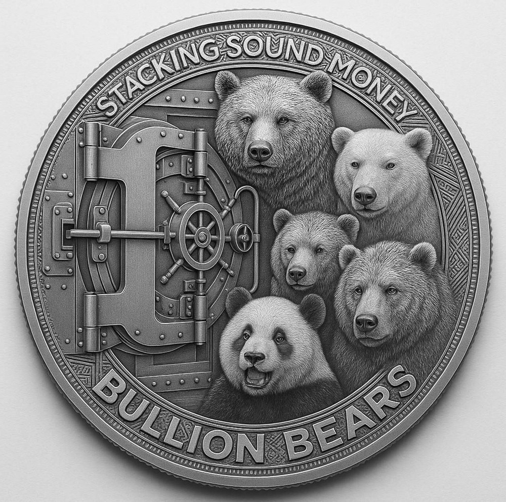 Bullion Stackers Grizzly Bear Colorized 1 oz Copper Round