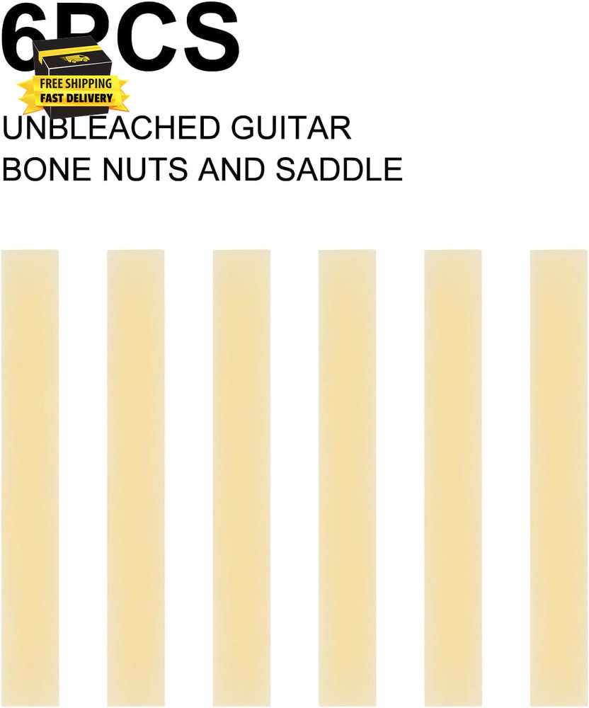 6Pcs Unbleached Guitar Bone Saddle, Blank Guitar Bridge Saddle, Pure Bone Saddle