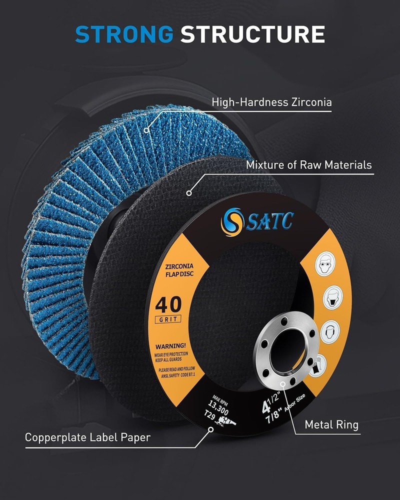 High-Performance 40 Grit Flap Discs for Angle Grinder - 20 Pack Zirconia Discs