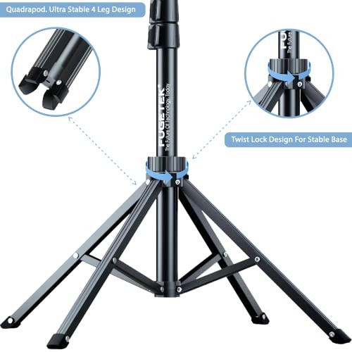 62" Professional Selfie Stick Tripod, Stable 4 Leg Design, Bluetooth Quadrapod