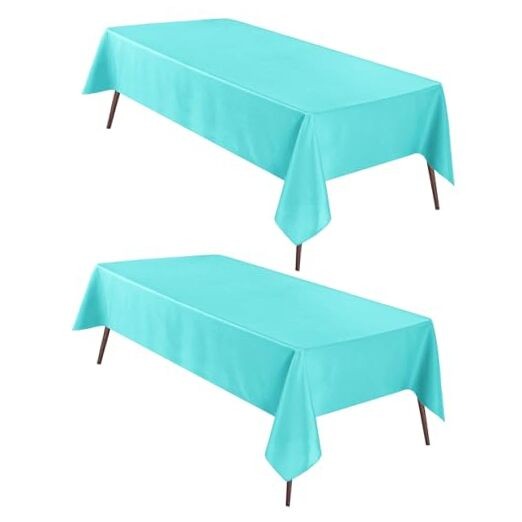 2 Pieces Solid Square Tablecloth - Waterproof and 54"x54"|2 Pack Aqua