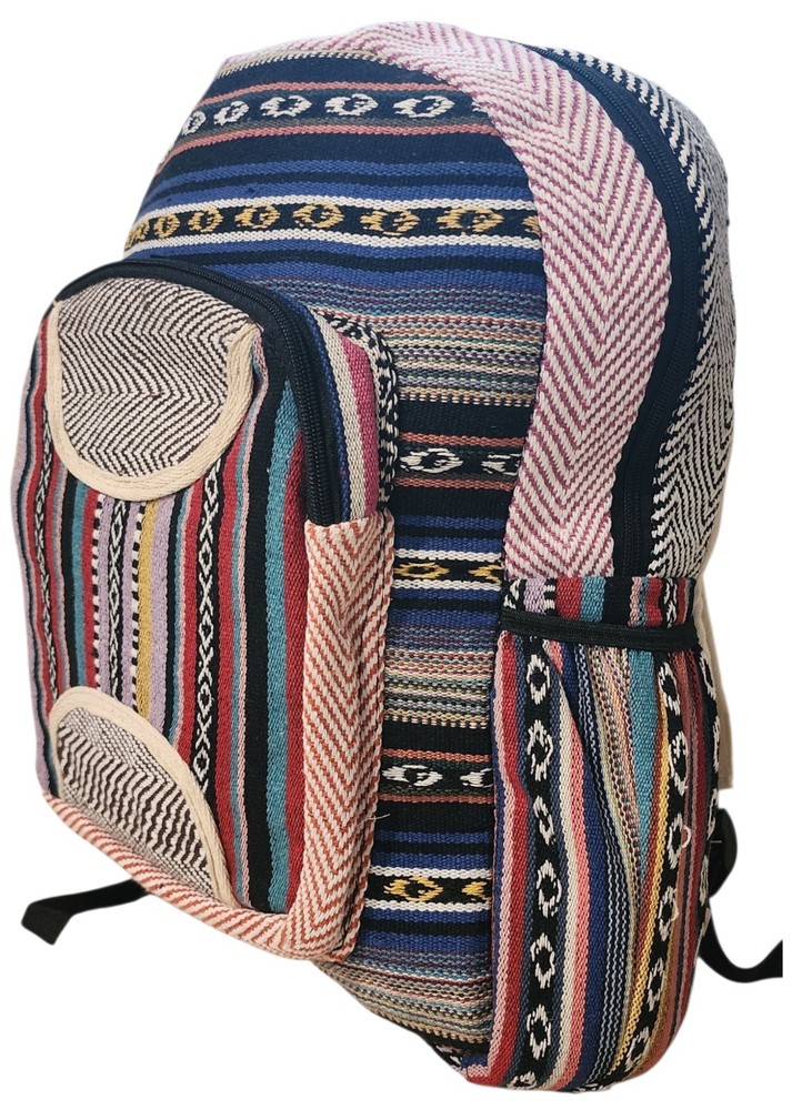 Boho Hemp Backpack | Handmade Large Himalayan Rucksack – Eco Hiking Daypack