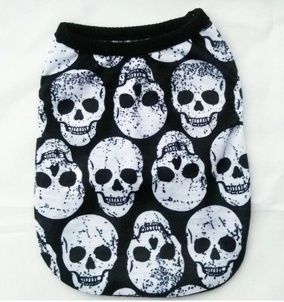 Medium Dog or Cat Black Skull Shirt 