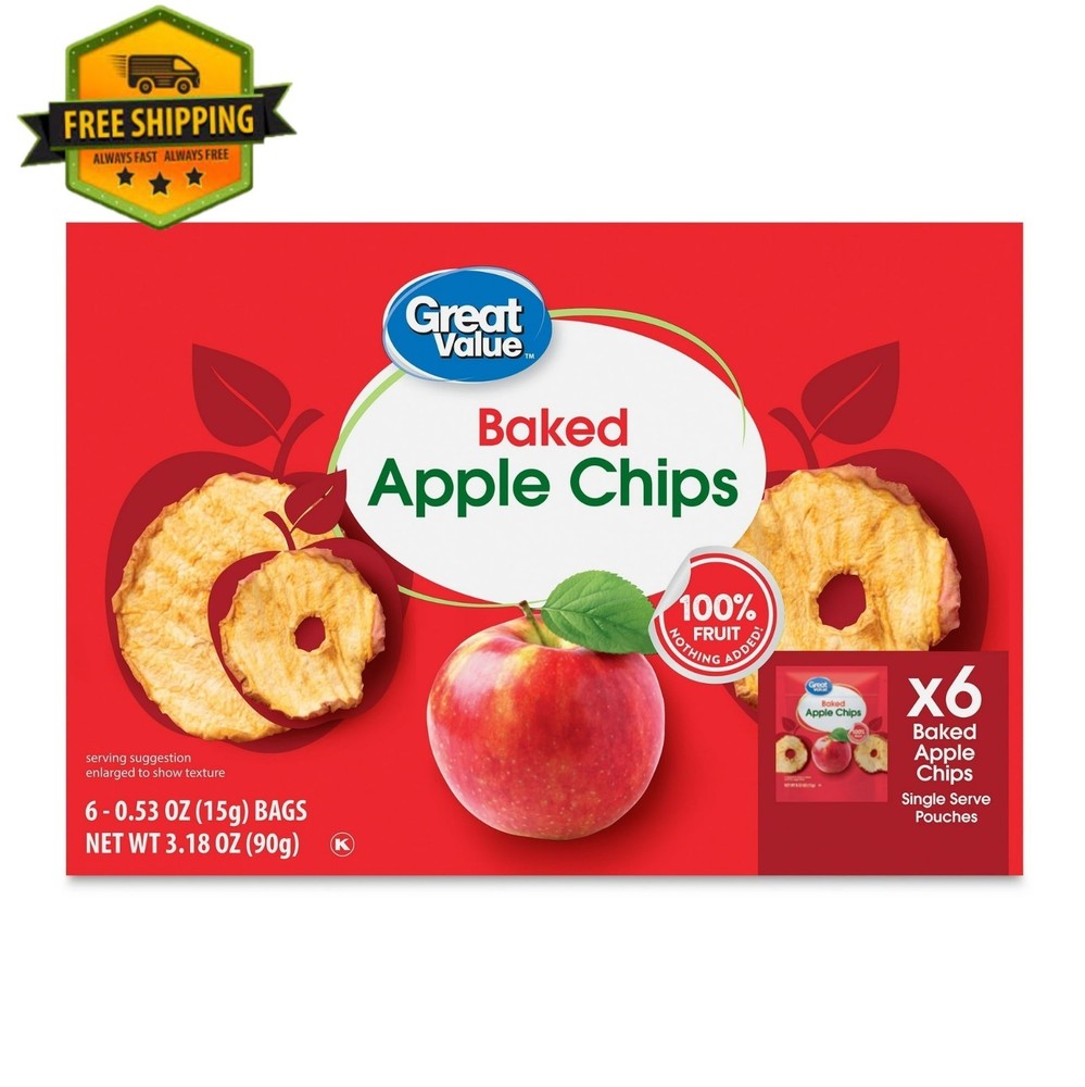Great Value Baked Apple Chips, 0.53 oz, 6-Count Pack