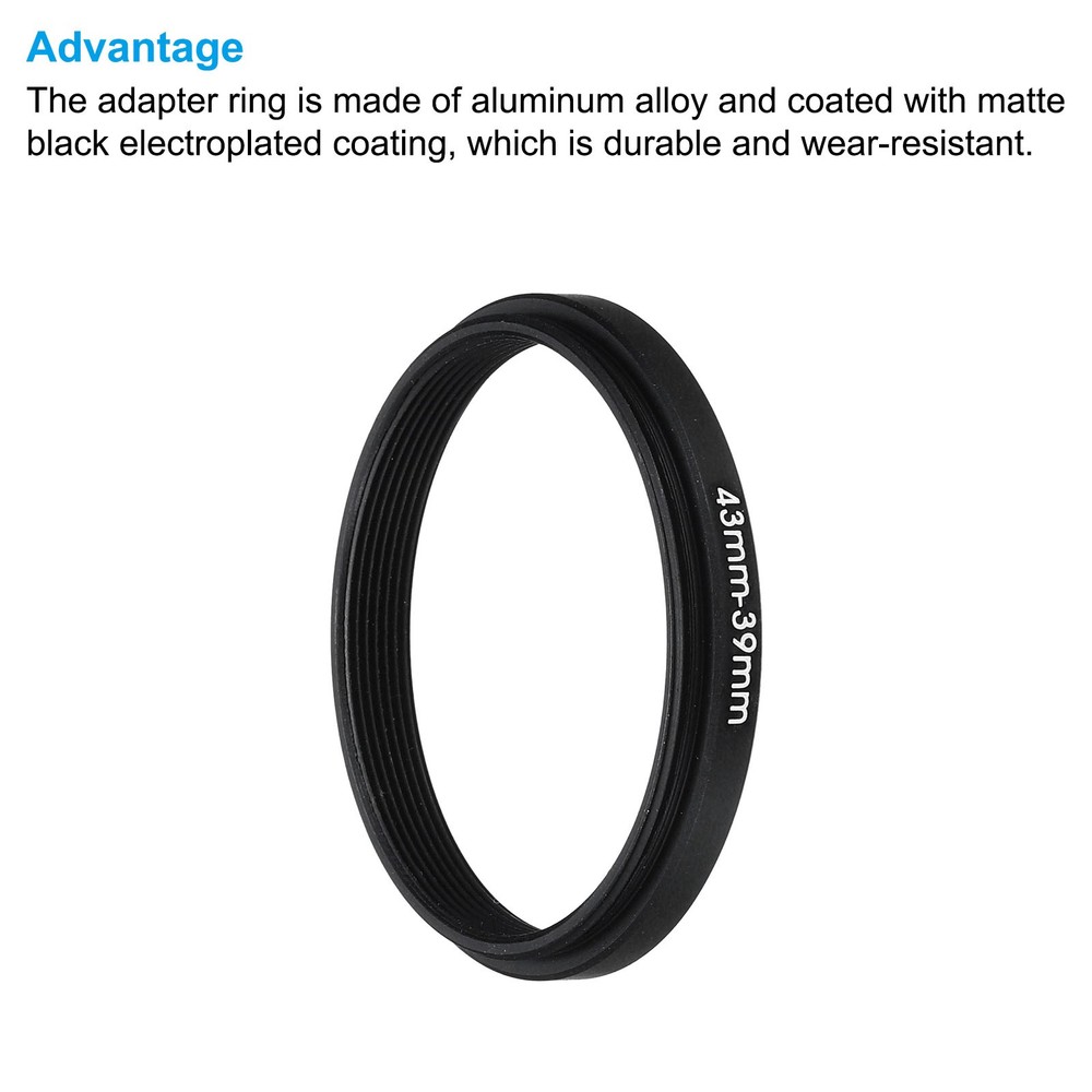 43mm-39mm Step Down Ring Camera Lens Filter Adapter Ring Filter with Cloth