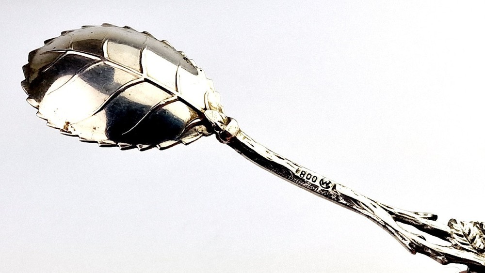 Spoon Hildesheimer Rose Leaf C. Widmann 800 Silver C5