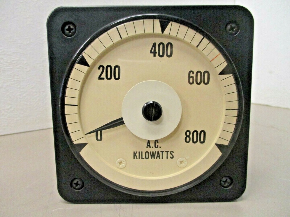 Electromagnetic Ind WATTMETER EAIWG 0-800 A.C. Kilowatts 3-Phase Panel Meter