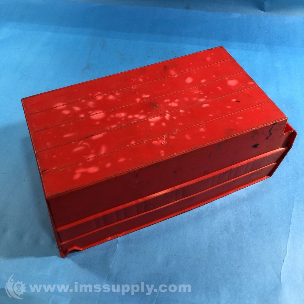 Color Red Plastic Storage Bin, 12'' LG USIP