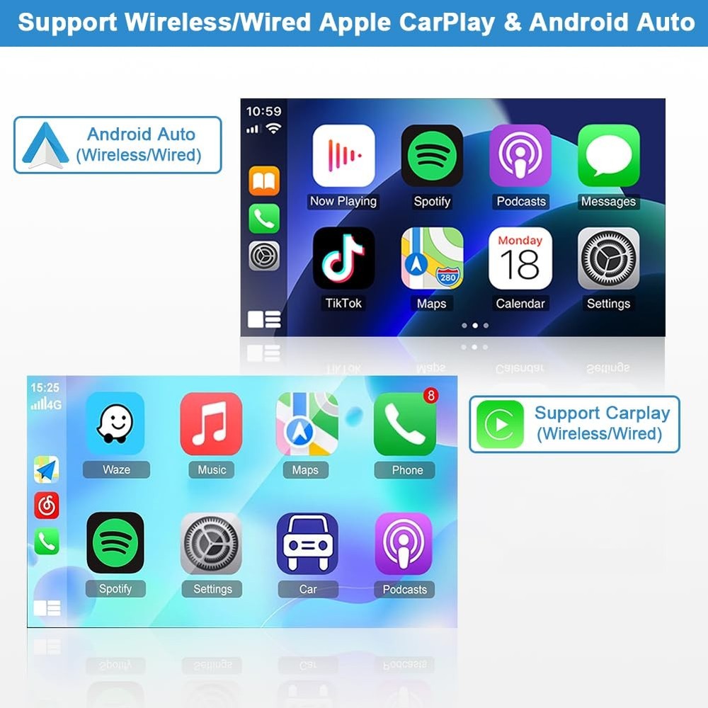 7" Android 14 Car Stereo Wireless Carplay Android Auto for Corolla 2002-2006