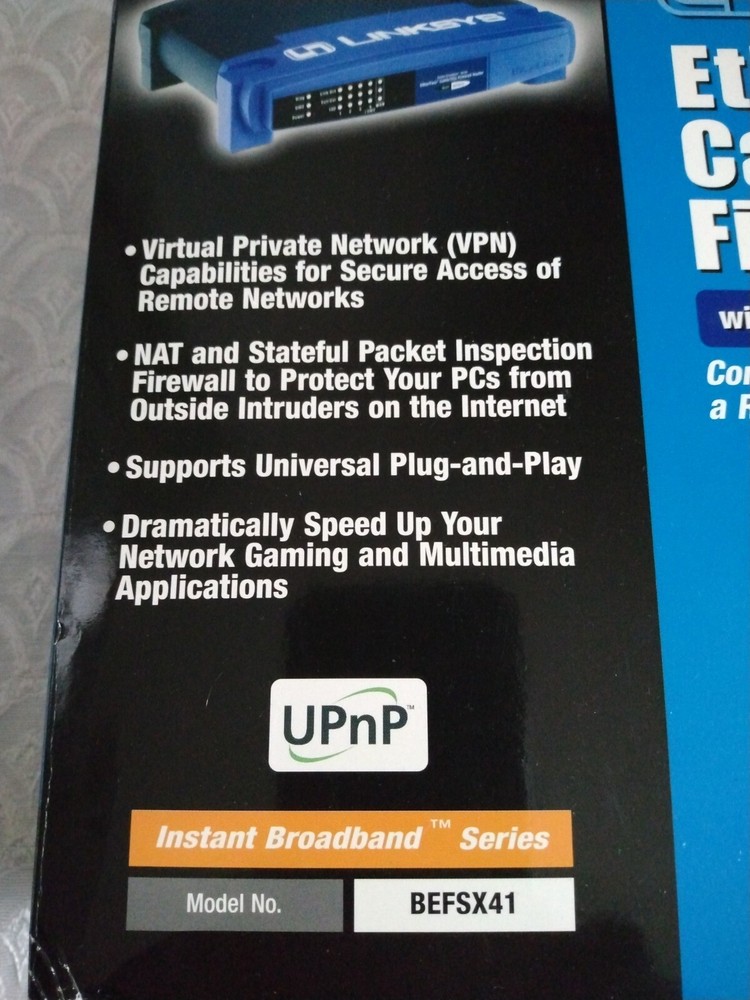 Linksys Instant Broadband Series EtherFast Cable / DSL Firewall Router UNUSED