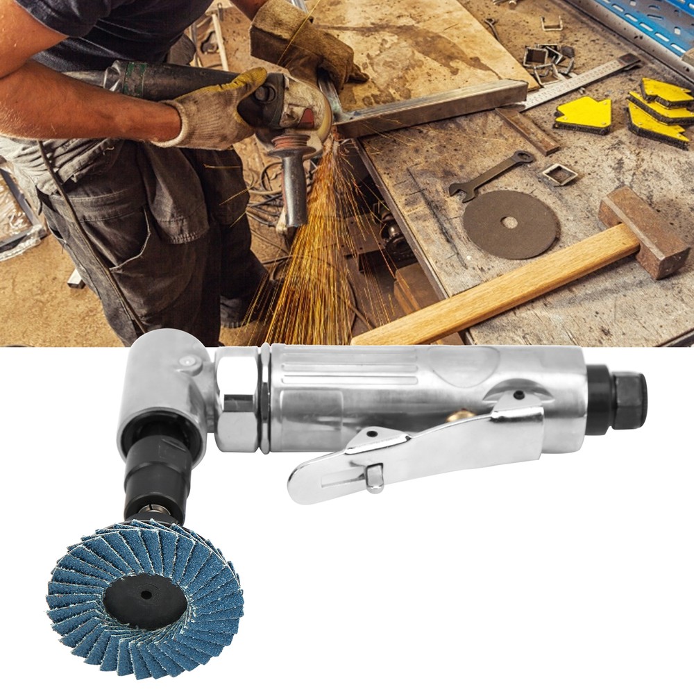 Engraving Machine 90°Bend Angle Pneumatic Grinding Polishing Tool W/ Emery Disk