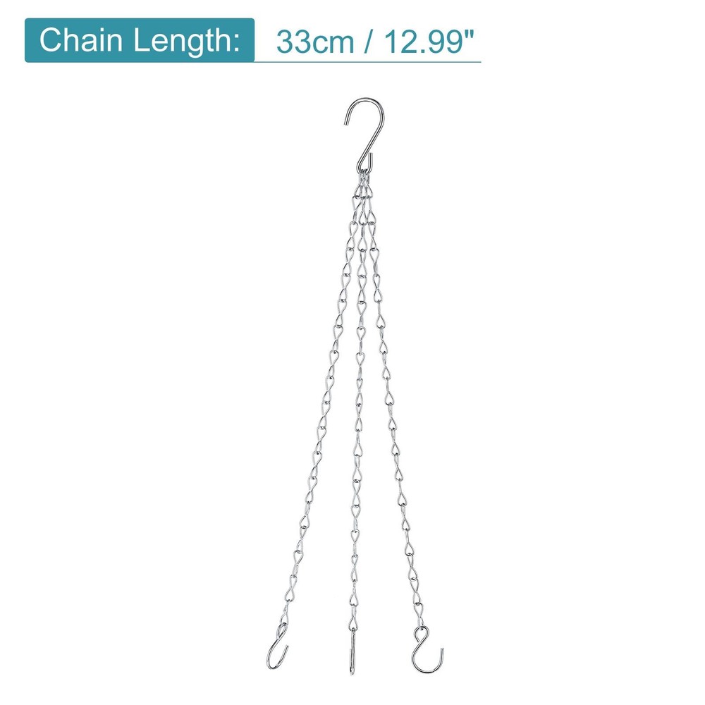 Hanging Chains 33cm Extension Link S Hooks Adjustable 3 Point Holder Silver
