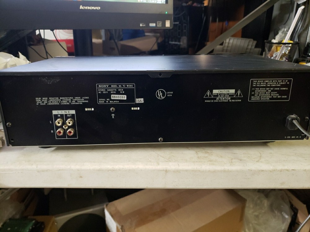 Sony TC-W365 Stereo Dual Cassette Deck with Record Function -Powers On