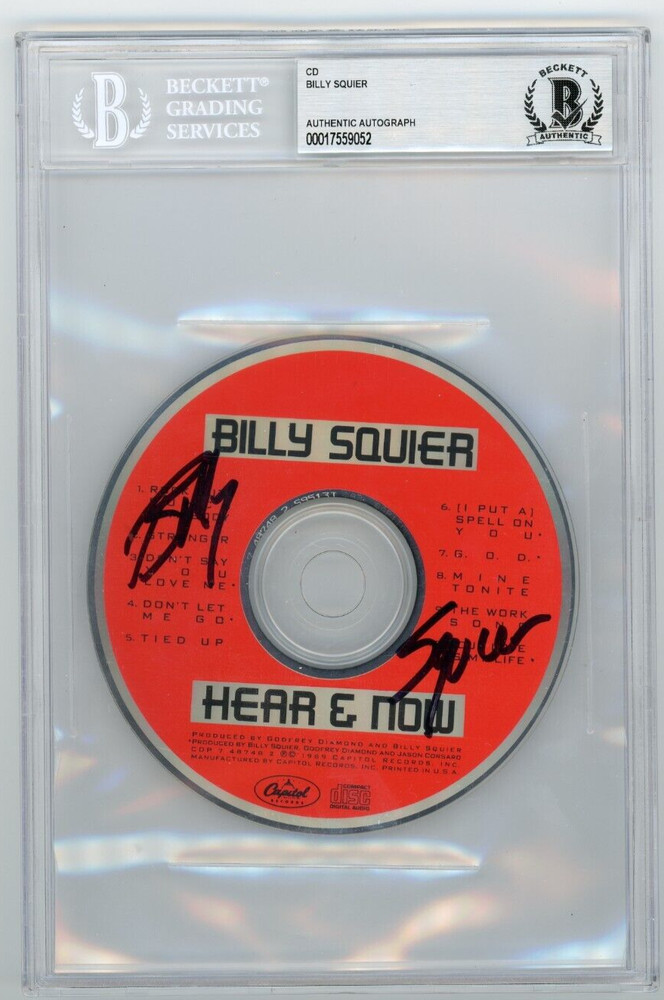 BILLY SQUIER SIGNED AUTOGRAPH HEAR & NOW CD DISC ROCK BECKETT BAS SLAB