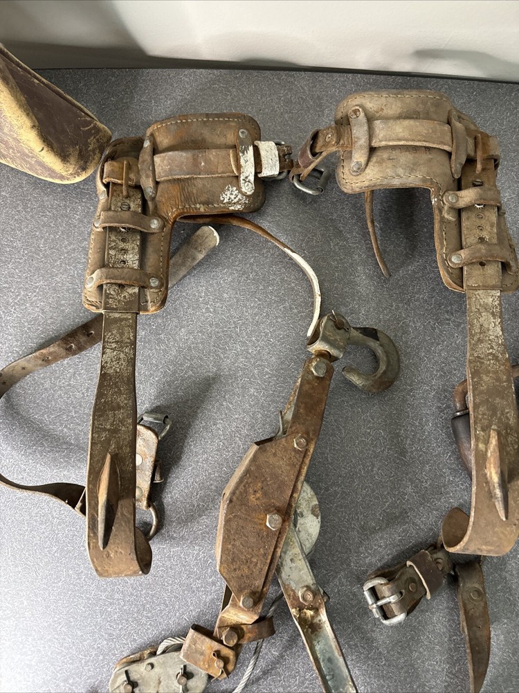 Vintage Lineman Pole Climbing Gear Lot