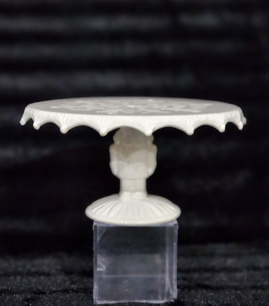 White EMBOSSED SNOWFLAKE Cake Stand 9" Nutcracker Pedestal Ceramic Hobby Lobby