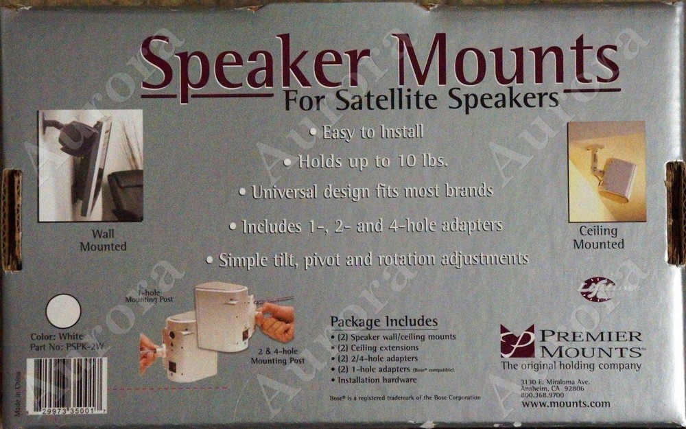 (2) Premier PSPK-2W Universal Speaker Mounts