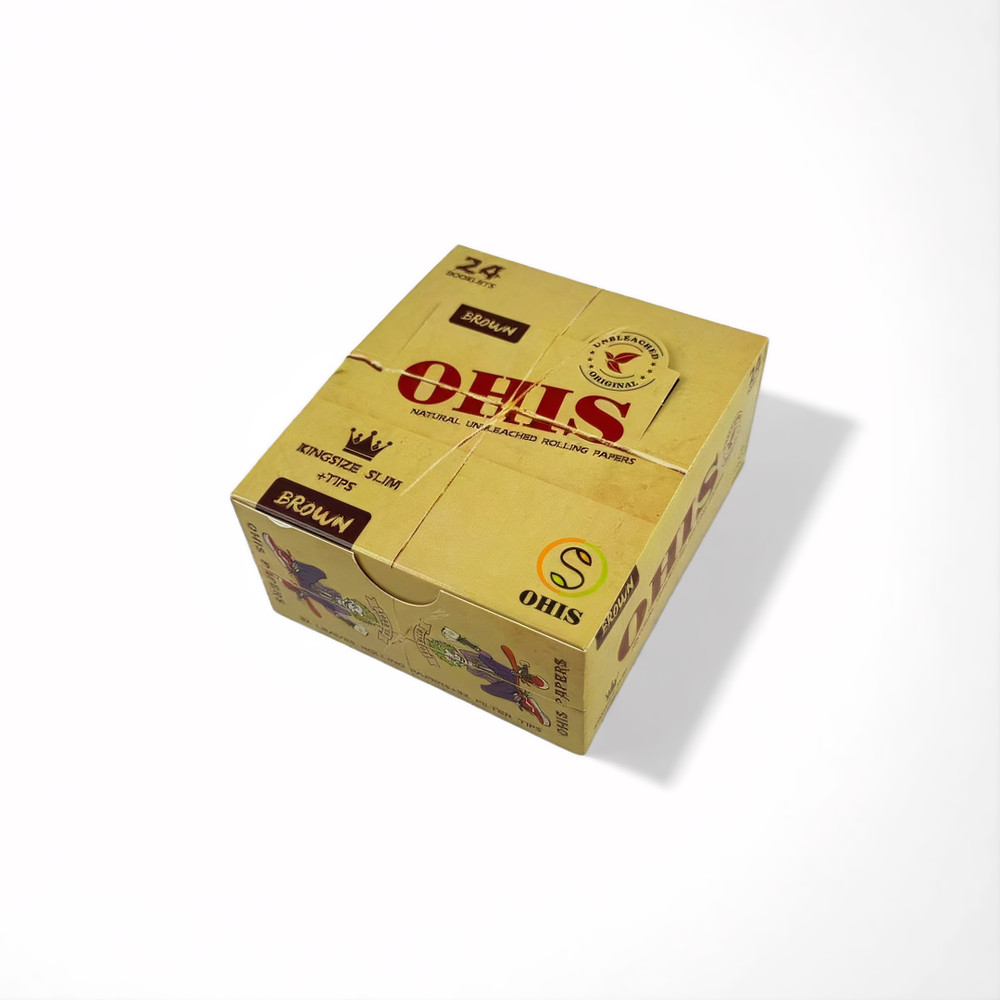 OHIS Natural unbleached King Size Rolling Papers with filter tips 24 booklets