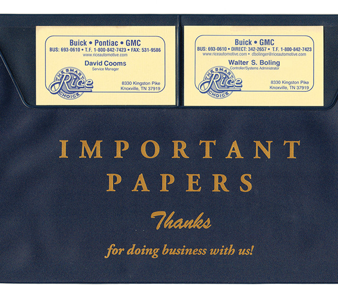 Car Dealer Vinyl Document Wallets