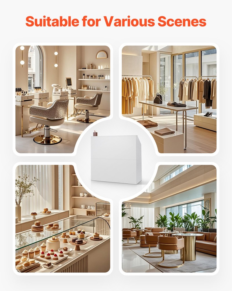 Uimoso Reception Desk Rectangular Front Counter Table 46.46in White Office Table