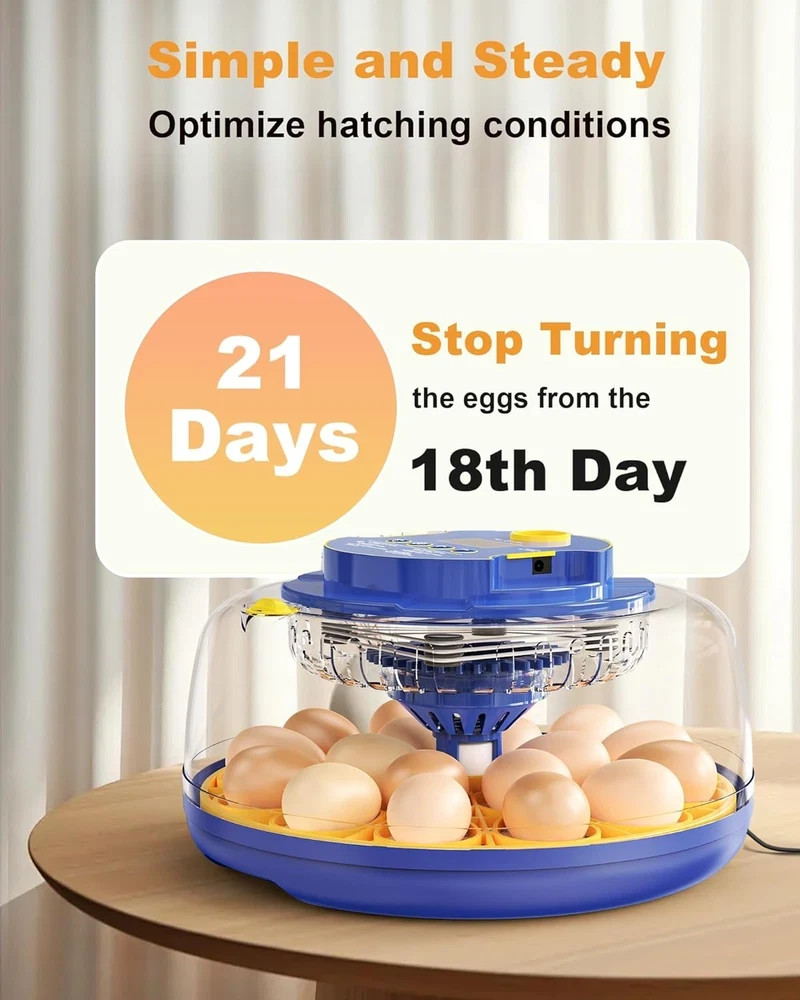 18 Egg Incubator with Auto Turning & Humidity Control for Hatching Birds