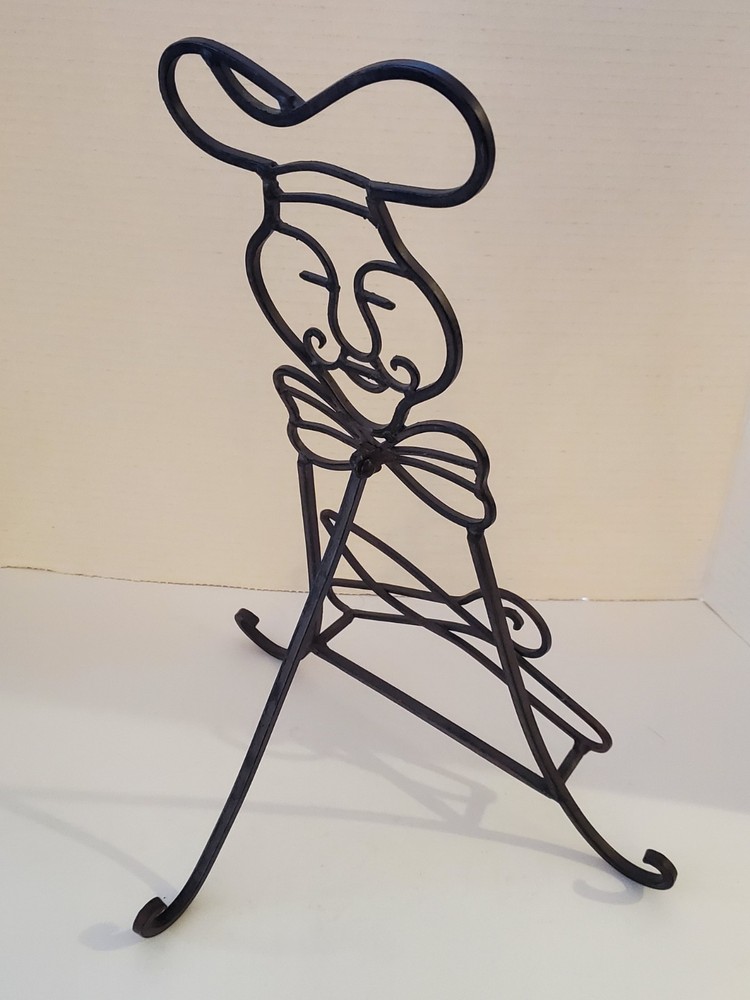 Wrought Iron Chef Cookbook Holder Stand Foldable Leg