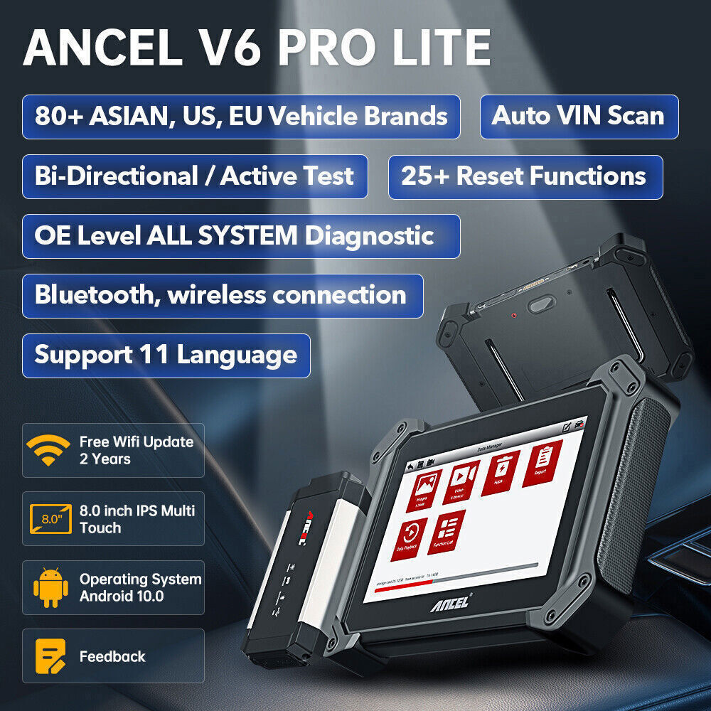 ANCEL V6 PRO Auto Full System Diagnostic Scanner Bidirectional Key Program Tool