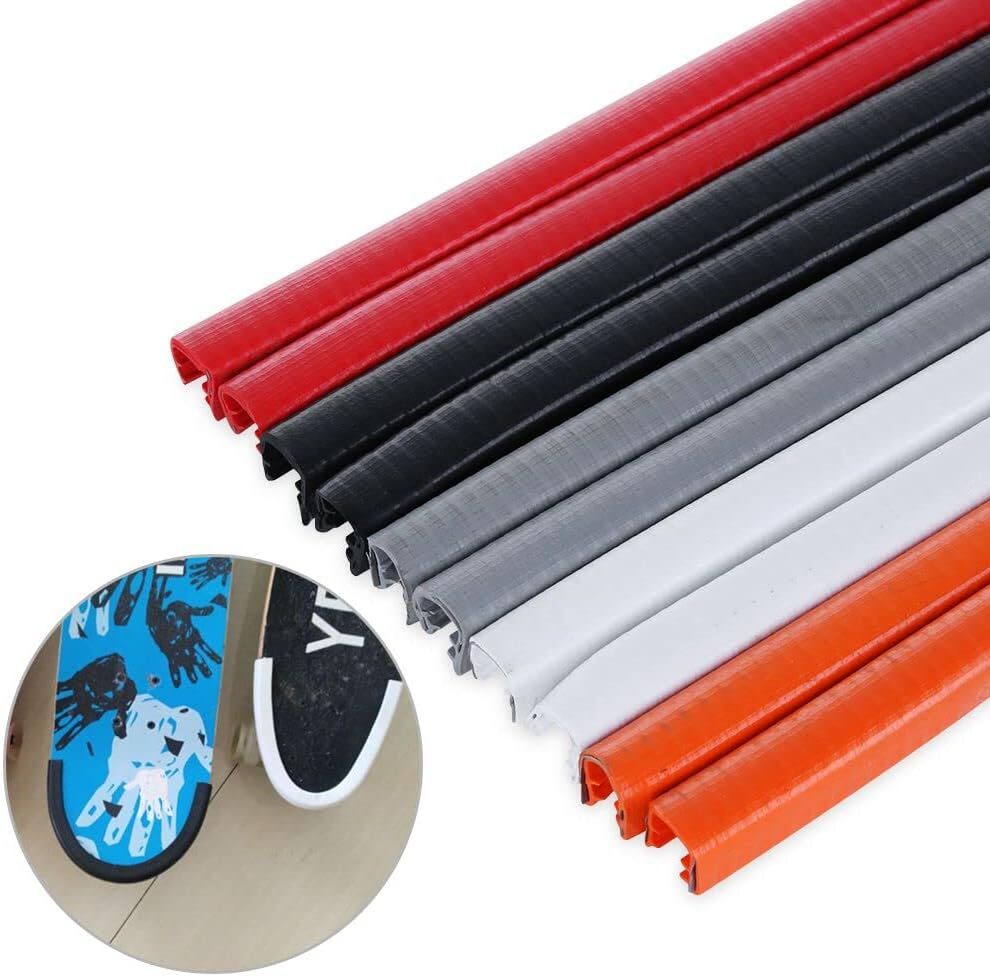 4 Pack 35CM Skateboard Deck Guards Protector Sleeve Strip Skate 35CM, Black