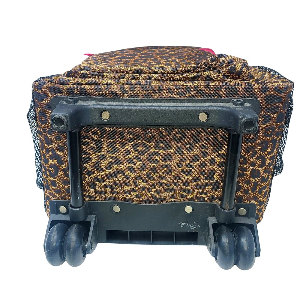 Rolling Backpack Rockland Double Handle Pink Leopard 17-Inch