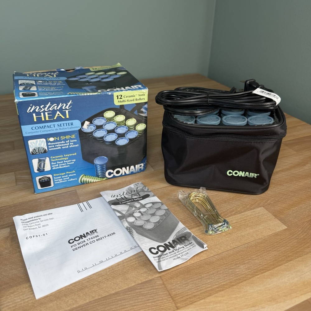 NEW Conair Instant Heat Compact Styling Setter HS28R Ceramic 12 Rollers w/ Clips
