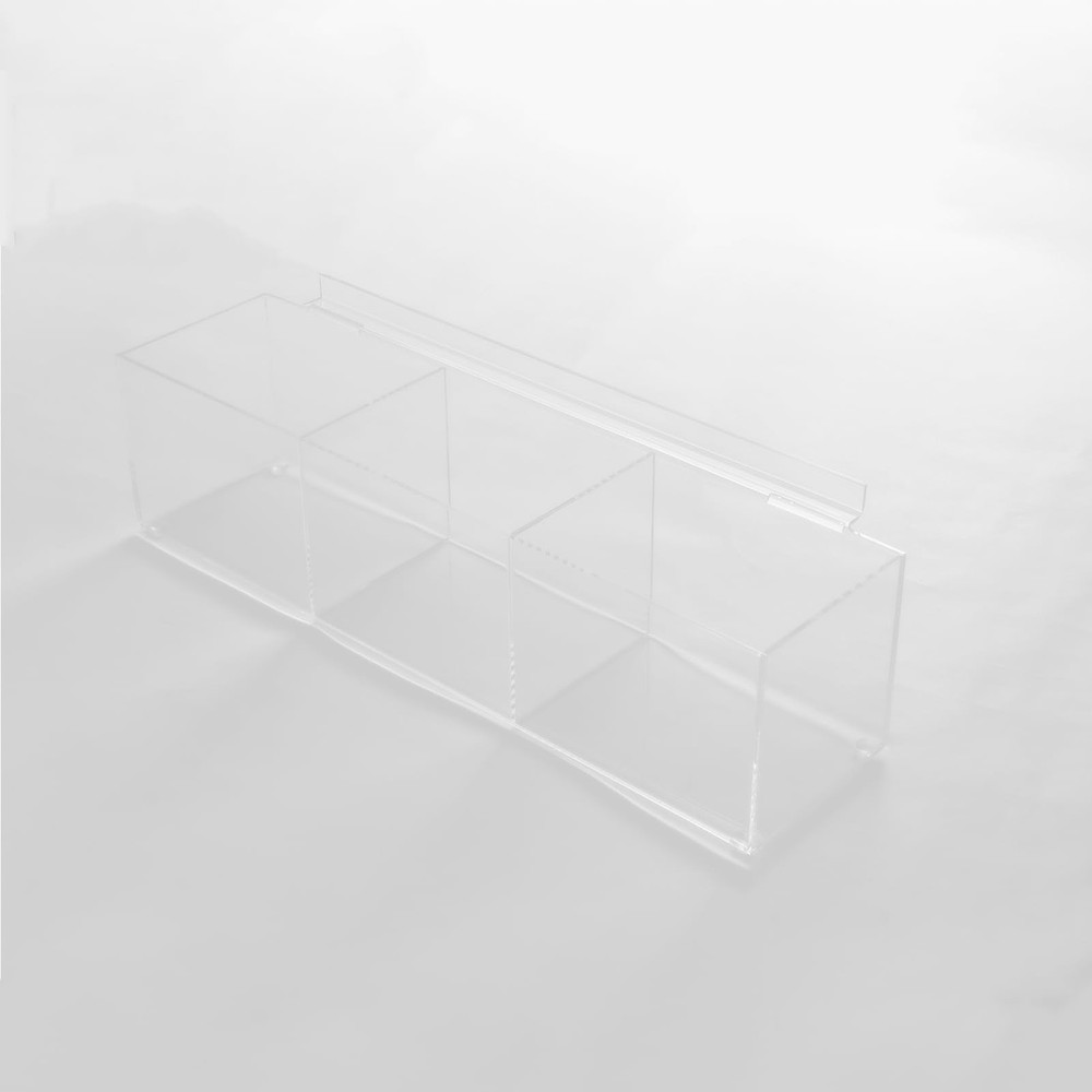 Slatwall Acrylic Retail Tray Rectangular Clear Dump Bin Merchandise Storage O...