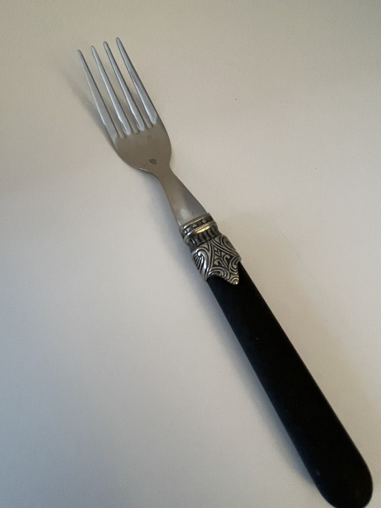 Italy Inox Stainless Black Textured 1 DINNER FORK 7 7/8” EUC