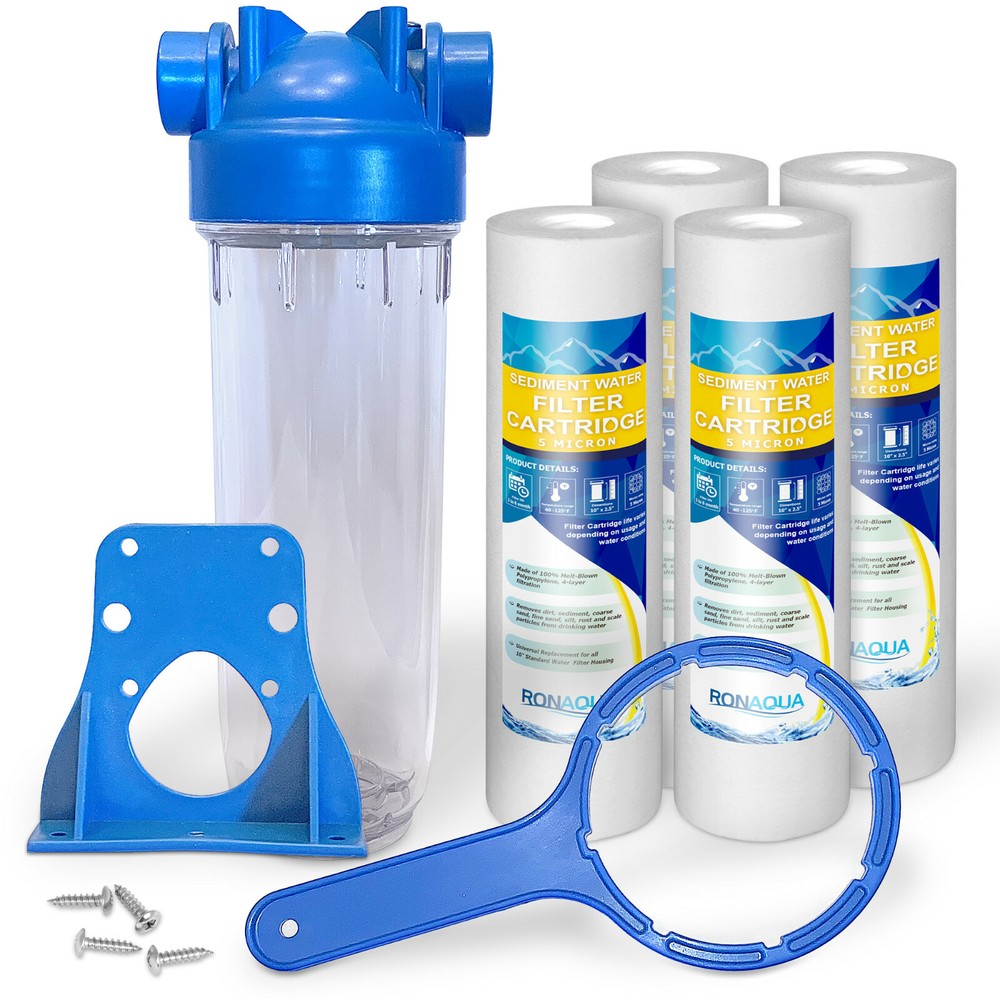 10" Clear Standard Whole House Water Filter System with Sediment Filter