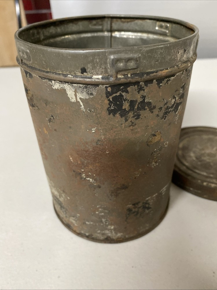 Vintage Tin Can - approx 4 3/4 Tall & 4 5/8 Diameter - surface denting
