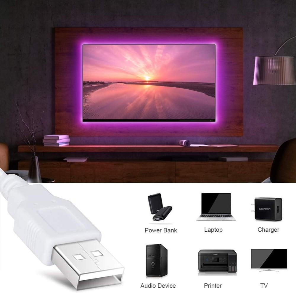 LED Strip Light Music Sync 16.4ft, USB Powered LED Light Strip with Remote