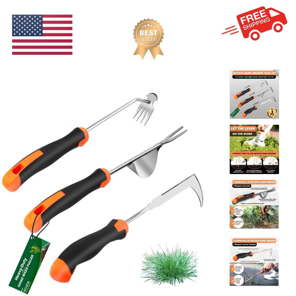 2026 Hand Tool, Rubber Handle Manual Puller Tool, Uprooting Weeding Tools, Cr...