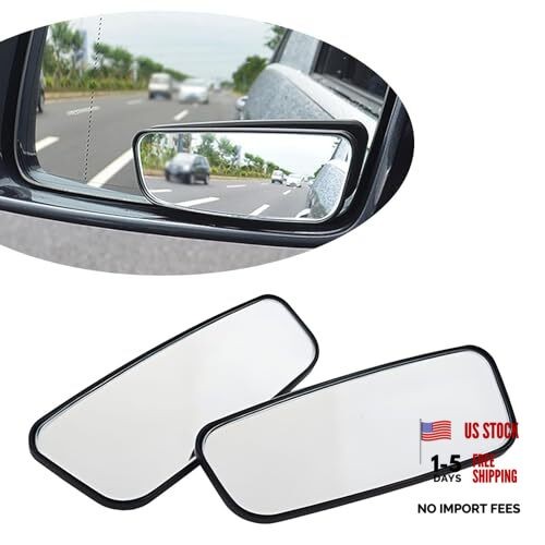 2 PCS Car Rearview Mirror Blind Spot Mirror, 3.7 x 1.4" Curved Rectangular