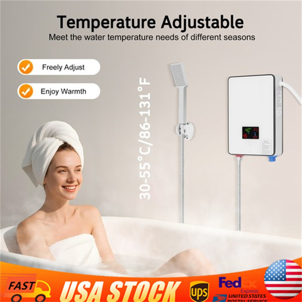 110V Whole House Electric Tankless Instant Water Heater 4500W with Shower Head