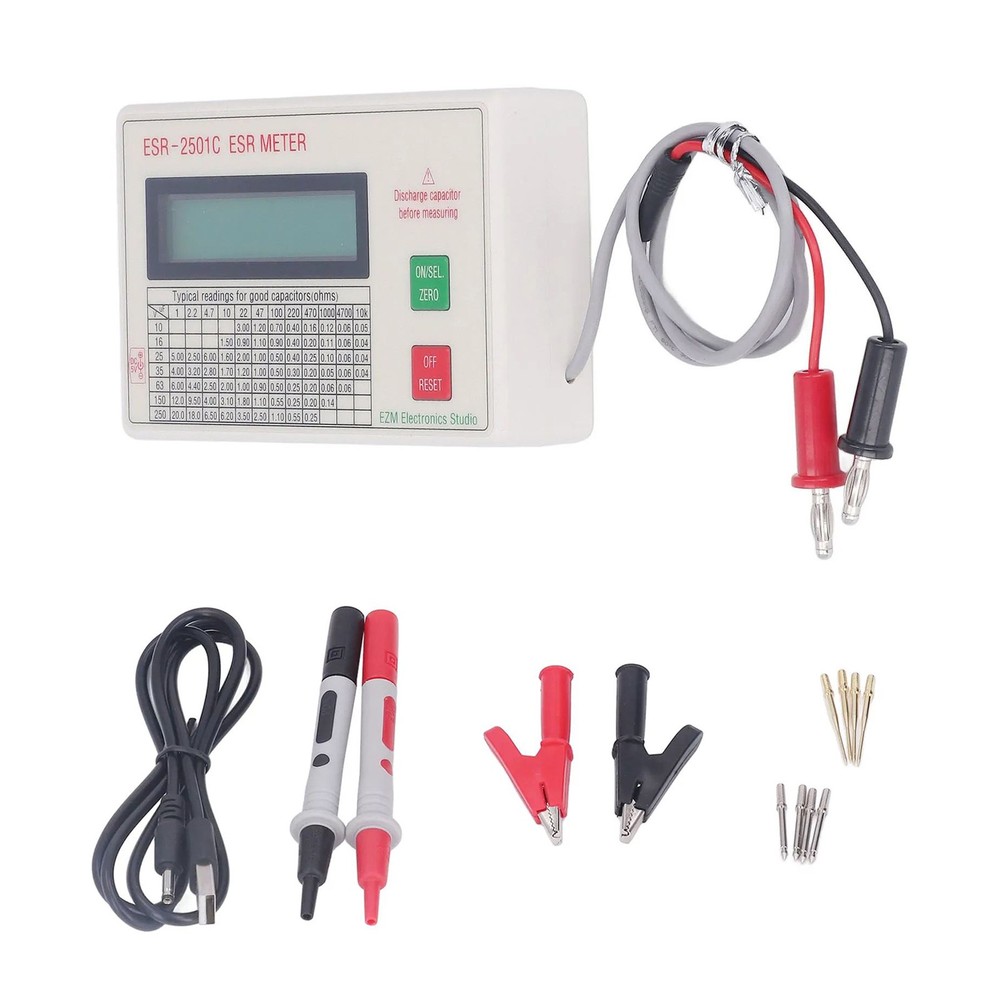 Handheld ESR DCR Capacitor Tester High Accuracy Capacitance Meter Smart Shutdown