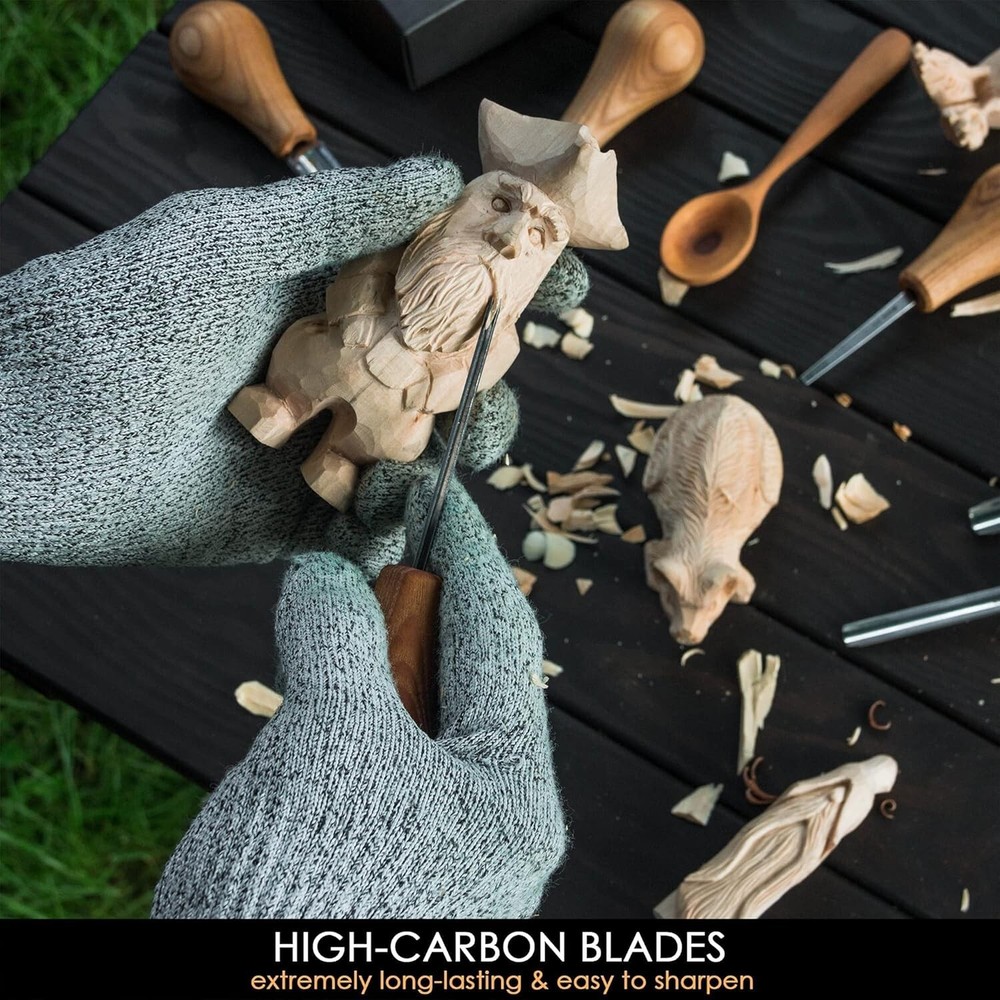 Complete Wood Carving Kit: Palm Gouges, Chisels & V-tools for Masterpieces=