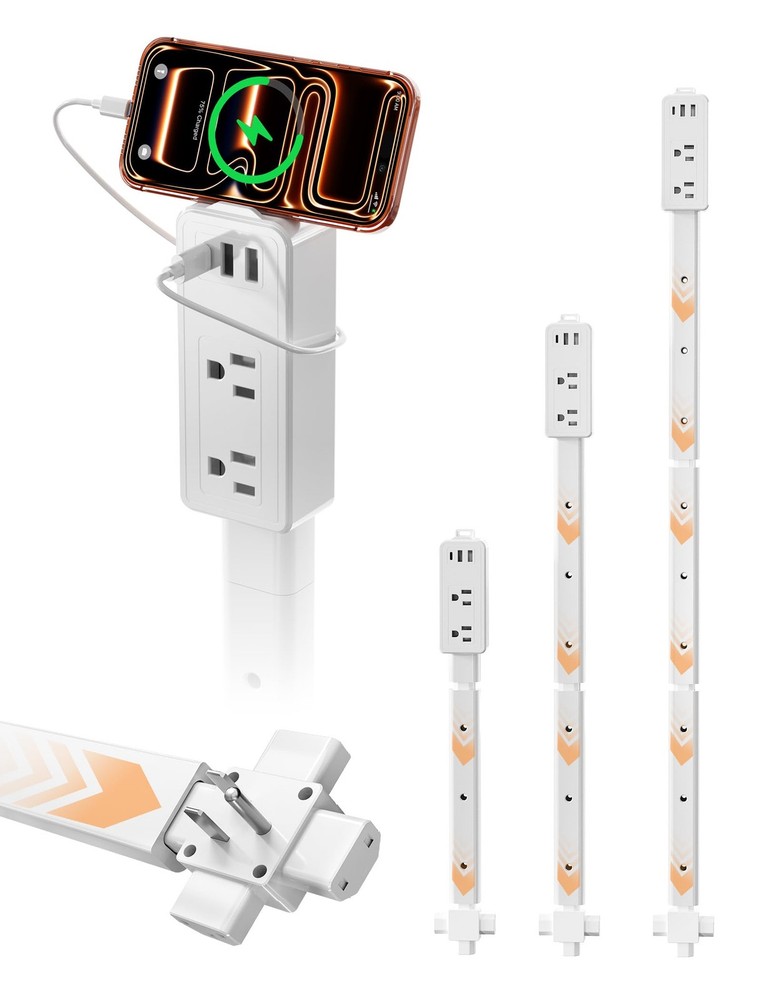 Electrical Outlet Extender Features USB-C, 2 USB-A, 2 AC Outlets, Access Hard...