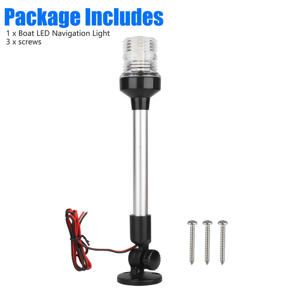 12" Marine Boat Yacht LED Navigation Light Fold Down Anchor Stern Pole Lamp 2NM