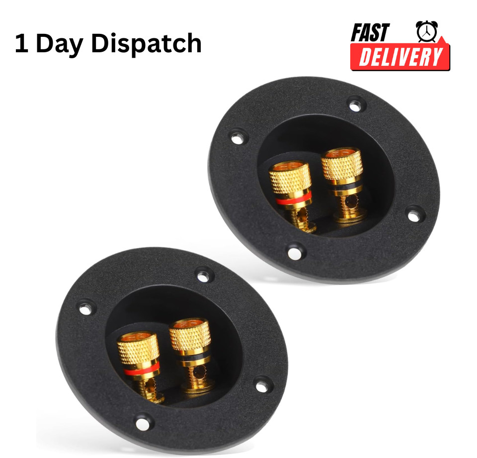 2 Pack Speaker Terminal Cup 3" 2-Way Spring Loaded Connector for Subwoofer